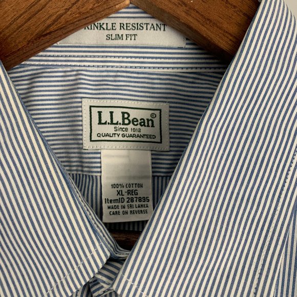 L. L. Bean Striped Men's Wrinkle Resistant, Slim Fit Oxford Shirt, Size XL - Picture 4 of 8
